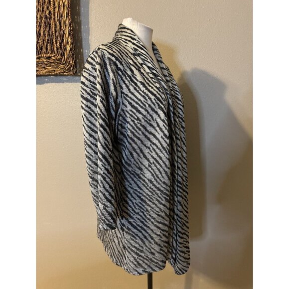 Chicos Light Jacket Topper 3 XL Black Gray Silver Open Front Stretch Washable - Picture 7 of 10